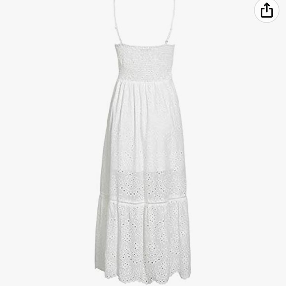 Women's Embroidery Pearl Button Down Dress V Neck Spaghetti Strap Maxi Dress - Picture 2 of 5